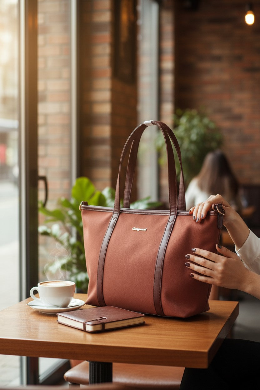 Origami Sac à Bandoulière Cuir synthétique, Polyester Marron   Neuf