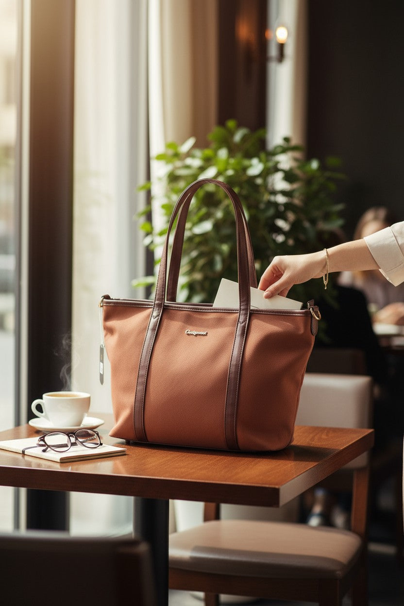 Origami Sac à Bandoulière Cuir synthétique, Polyester Marron   Neuf 12