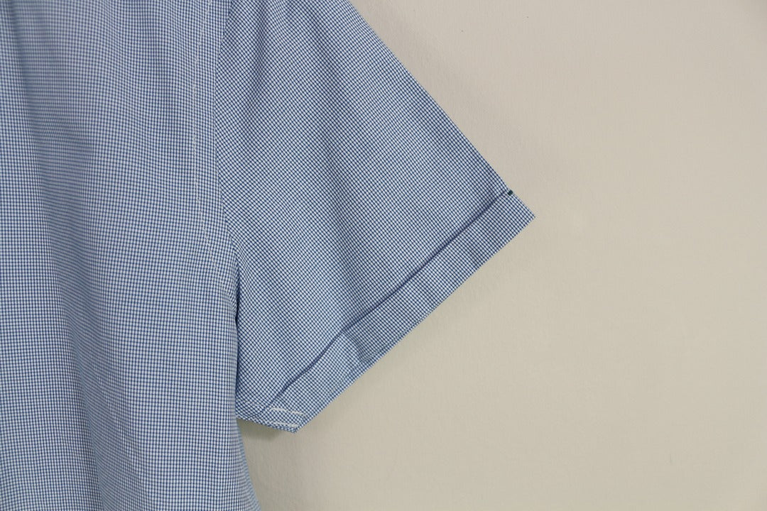 Chemise homme Steel & Jelly manches courtes bleu micro-carreaux M neuve 4
