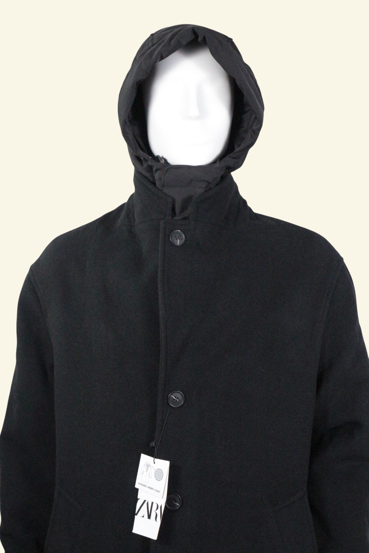 Zara Manteau Long Polyester, Coton Noir L  Neuf 9