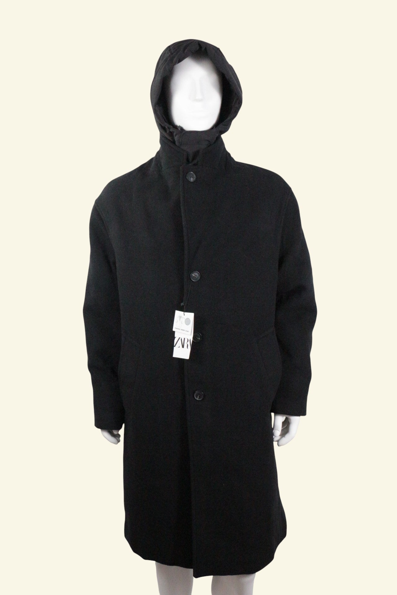 Zara Manteau Long Polyester, Coton Noir L  Neuf 10