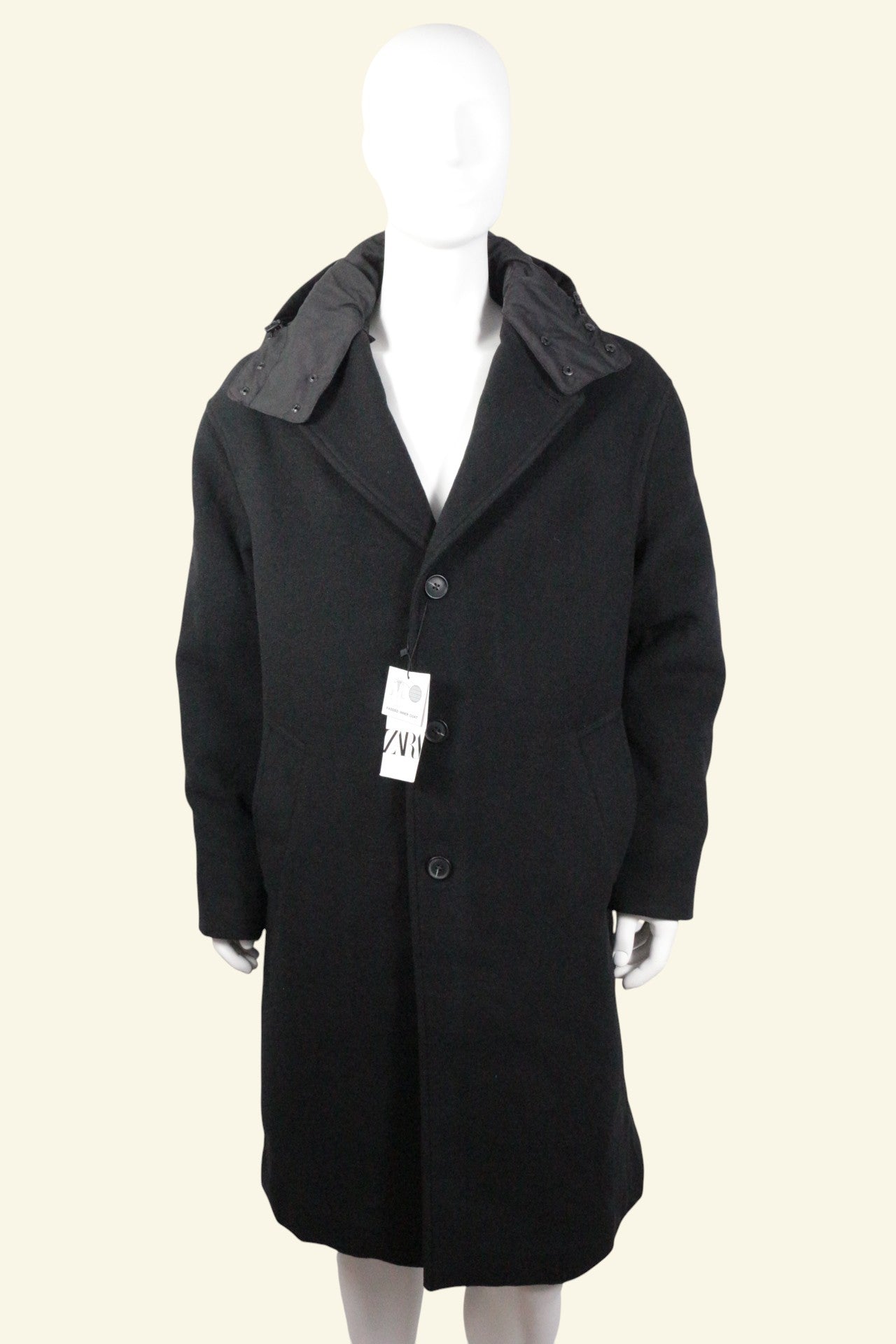 Zara Manteau Long Polyester, Coton Noir L  Neuf 11