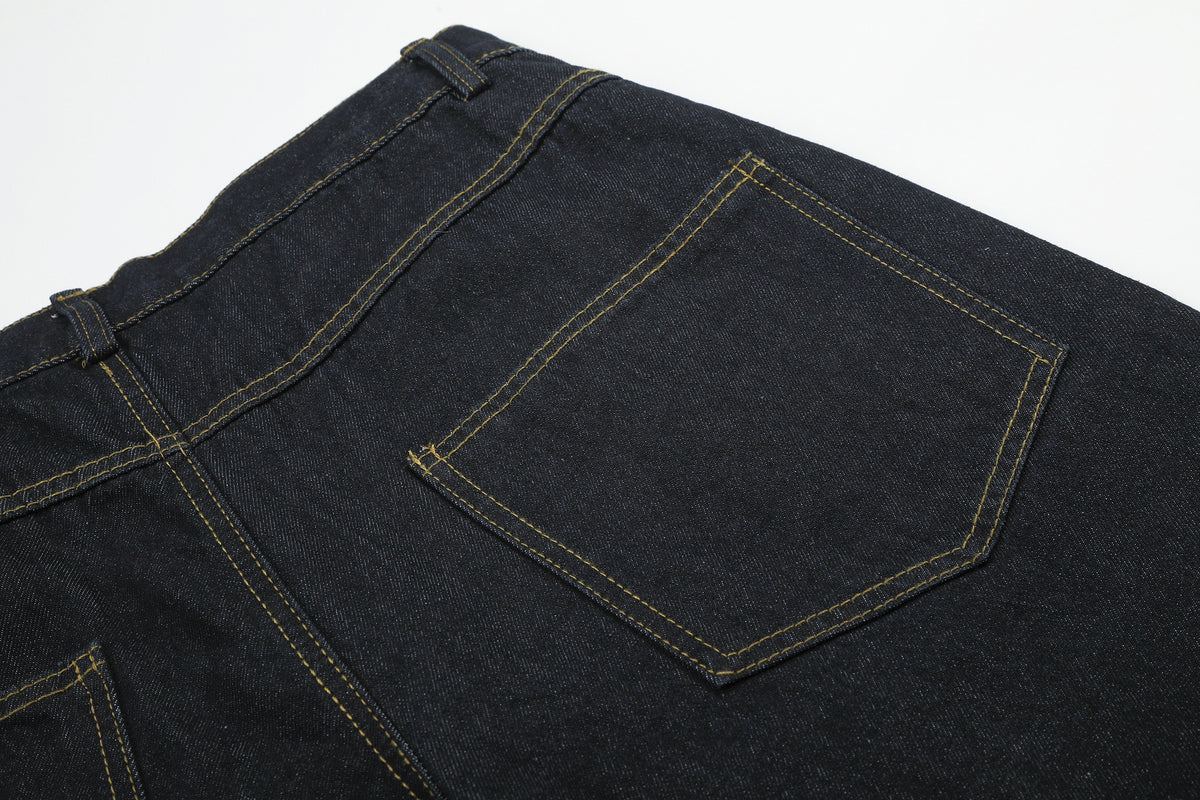 Jean large en denim brodé à ourlet brut, style street 18
