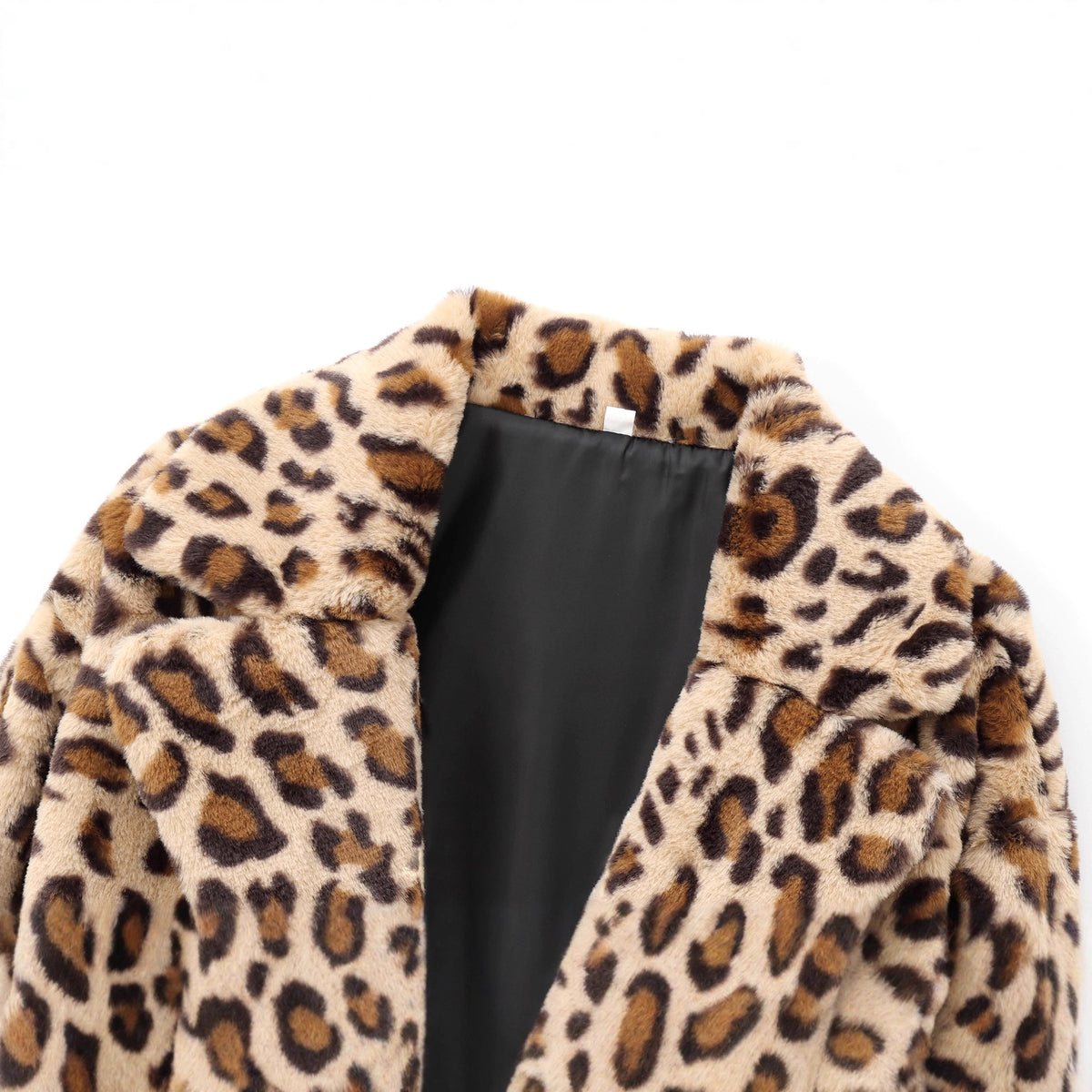 Manteau en fausse fourrure à imprimé animal, col rabattu, manches longues, coupe régulière, pour femme 4