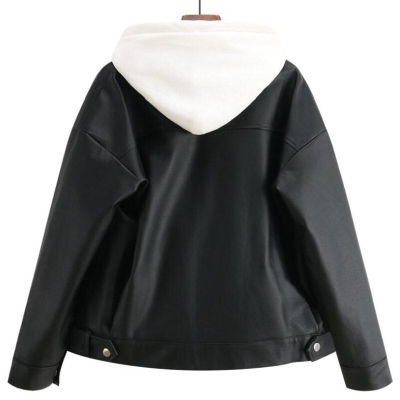 Veste simili cuir noir oversize style perfecto – photo 2 – Frippin'Dealz