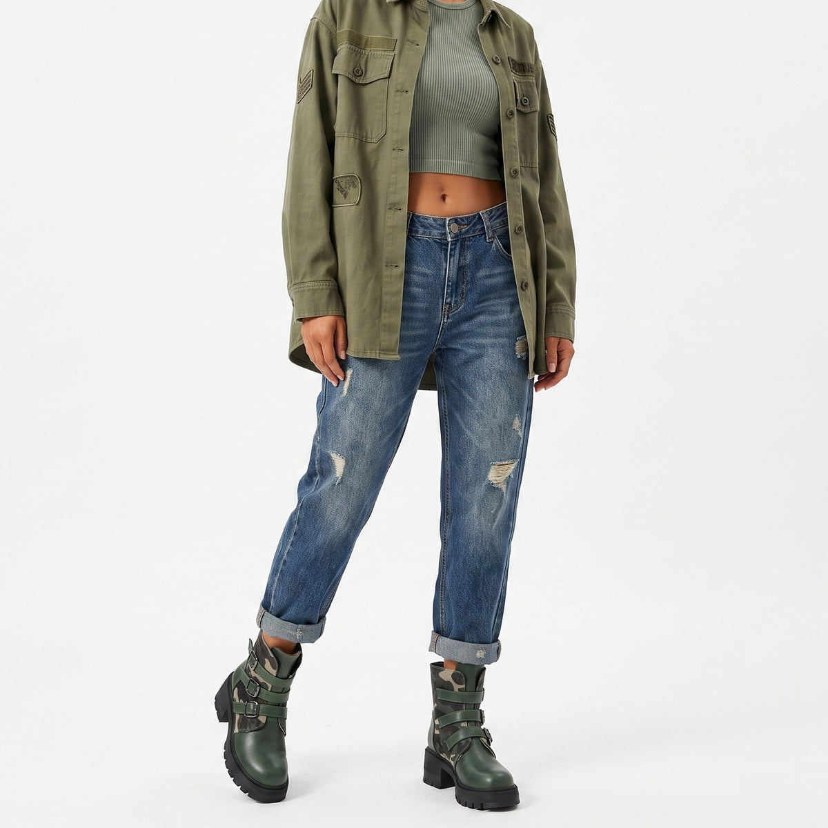 Bottines talon épais camouflage – photo 4 – Frippin'Dealz