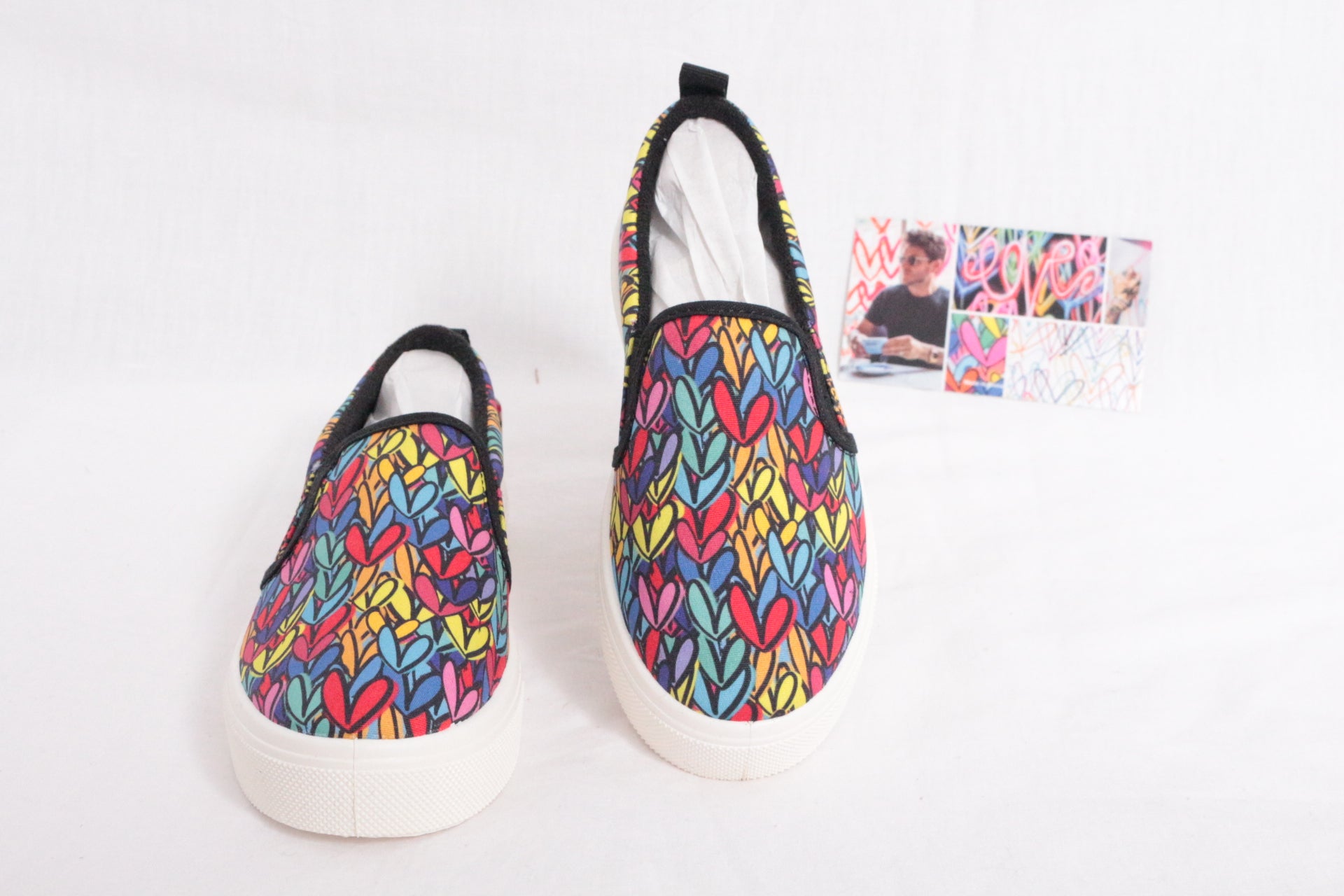 Skechers – Slip-ons Poppy heart in love – Baumwolle – Schwarz, mehrfarbig 3