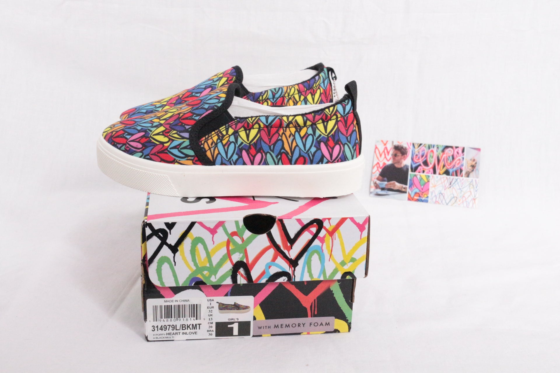 Skechers – Slip-ons Poppy heart in love – Baumwolle – Schwarz, mehrfarbig 8