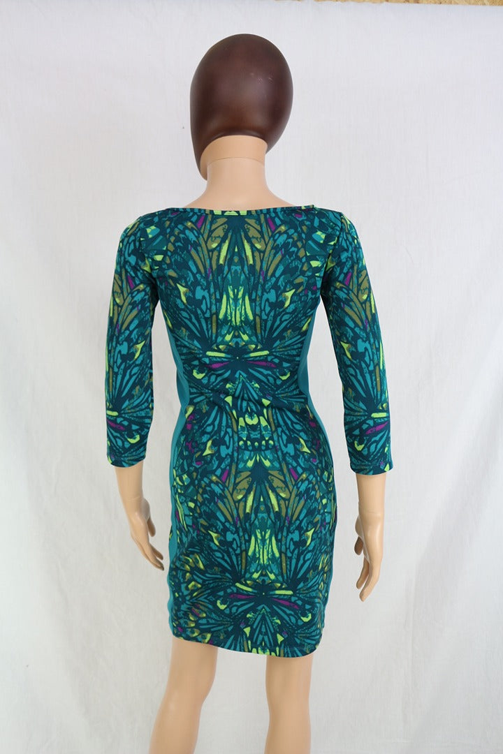 Robe courte M by Mosquitos moulante imprimé vert bleu 38 6
