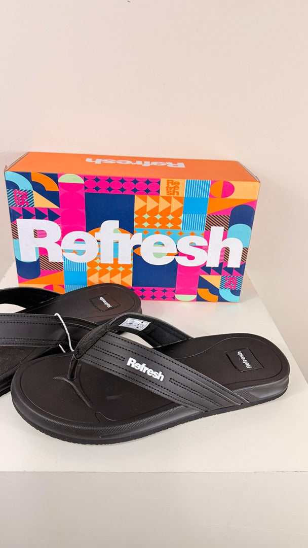 Tongs homme Refresh simili cuir noir taille 43 neuves 3