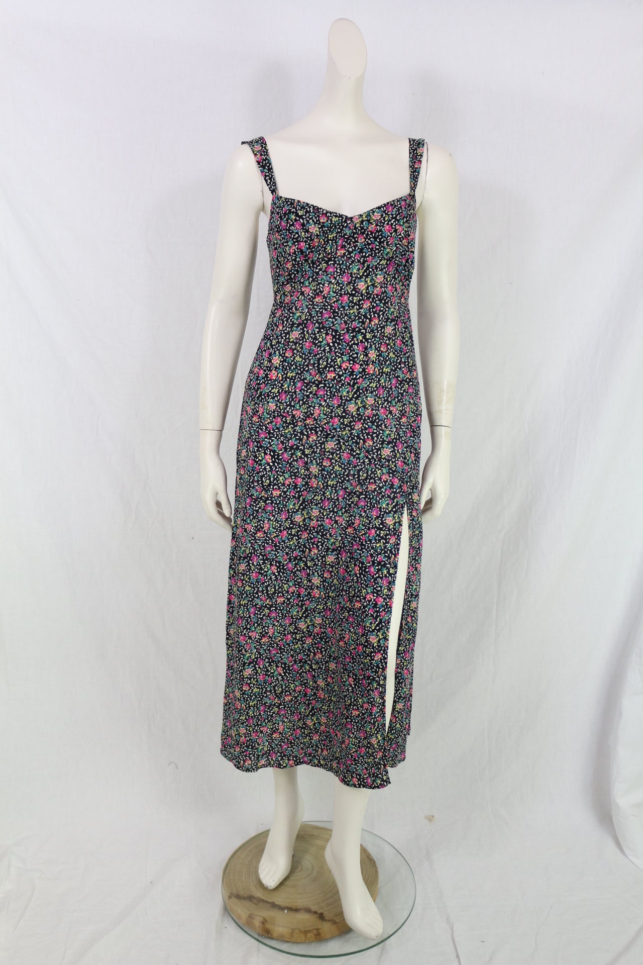 Robe longue Zara fleurie fendue noir & rose 🌸 Taille S Neuve avec étiquette