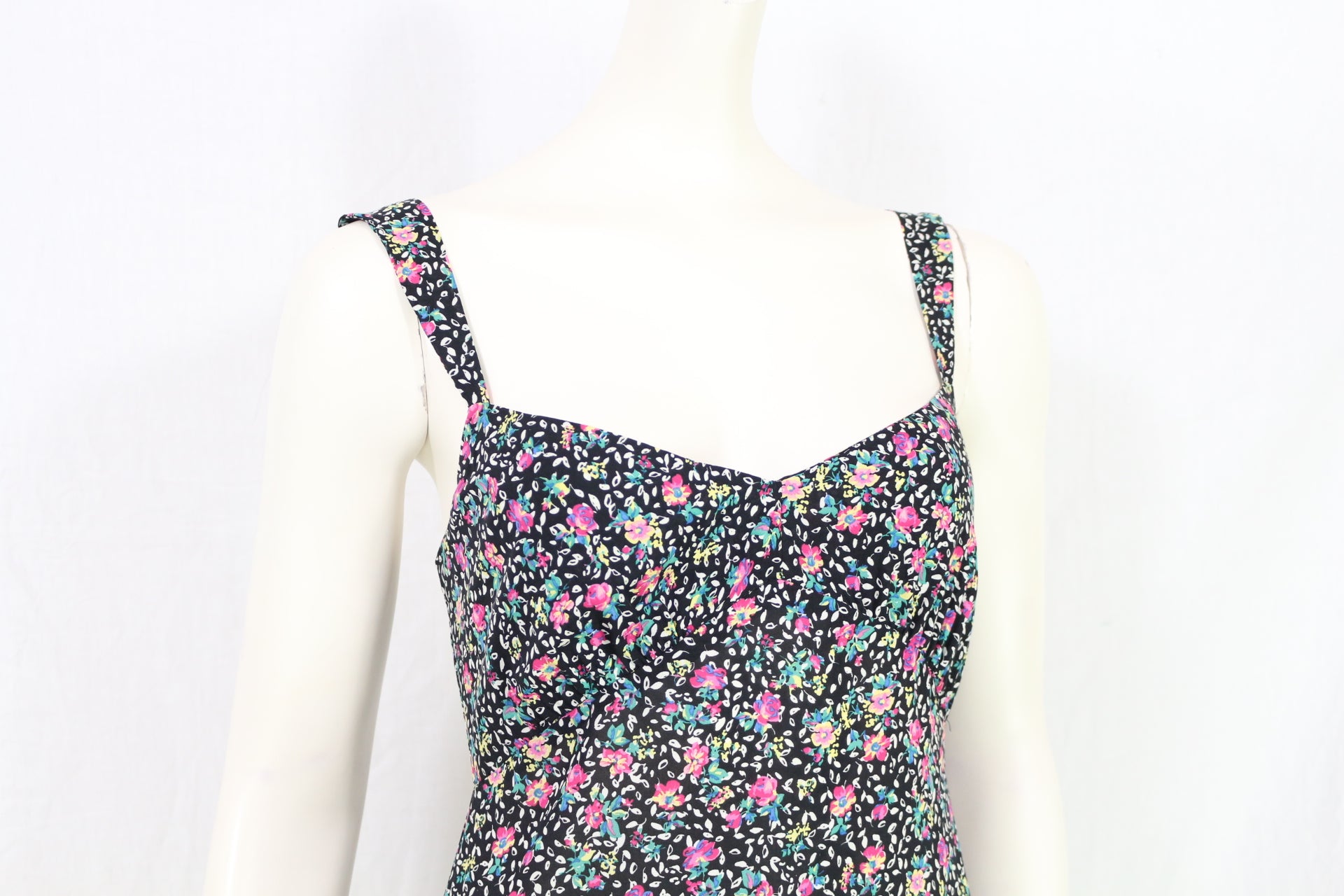 Robe longue Zara fleurie fendue noir & rose 🌸 Taille S Neuve avec étiquette 4