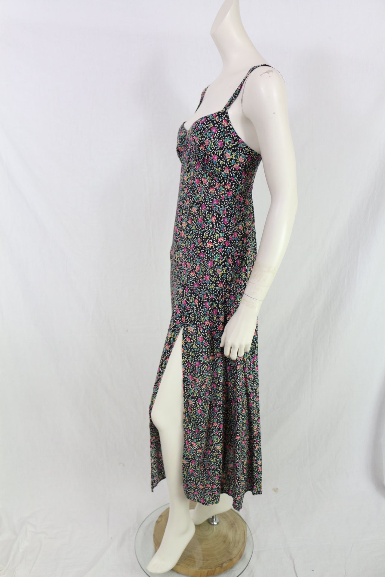 Robe longue Zara fleurie fendue noir & rose 🌸 Taille S Neuve avec étiquette 8