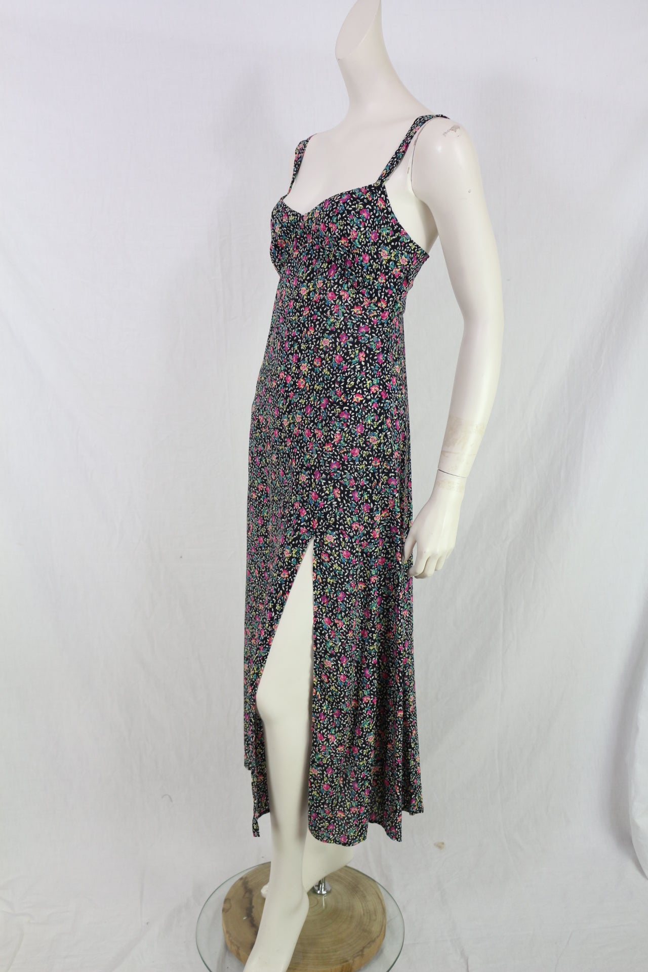 Robe longue Zara fleurie fendue noir & rose 🌸 Taille S Neuve avec étiquette 9