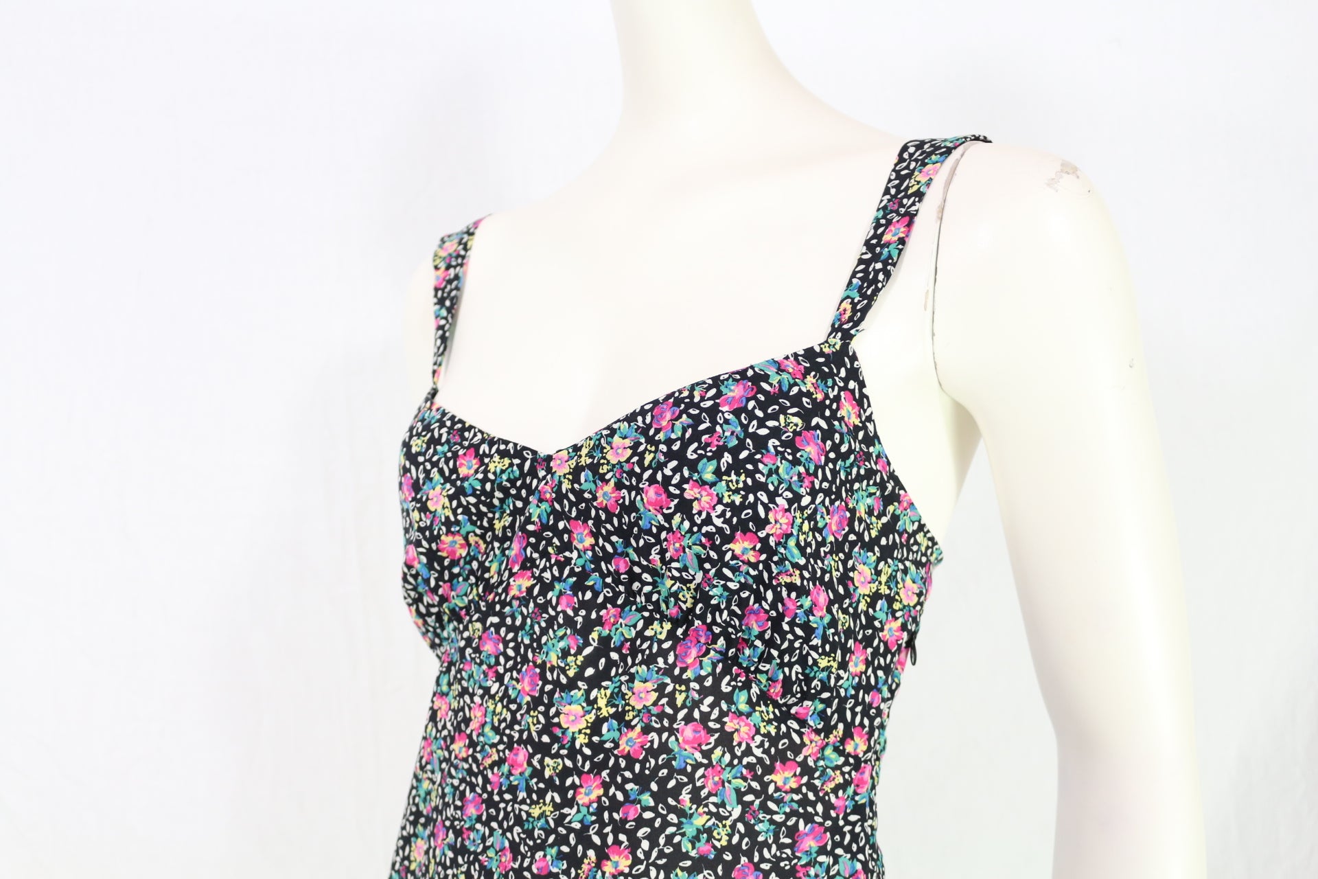 Robe longue Zara fleurie fendue noir & rose 🌸 Taille S Neuve avec étiquette 10