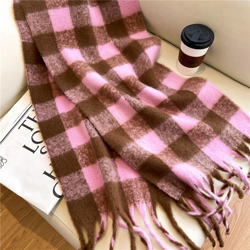 Extended scarf winter women's plaid scarf shawl dual purpose men's scarf British style imitation cashmere scarf 7