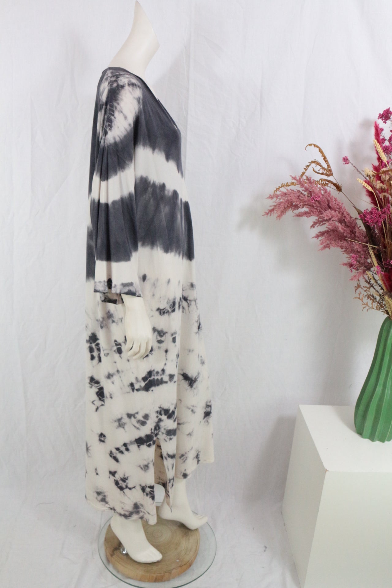 Zara Caftan Polyamide, Viscose Gris, Blanc M  Neuf 6