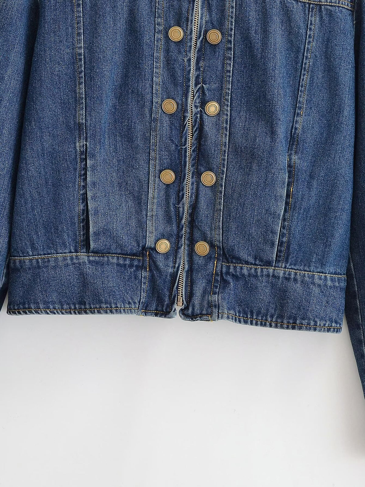 Veste courte en jean col montant femme – photo 10 – Frippin'Dealz