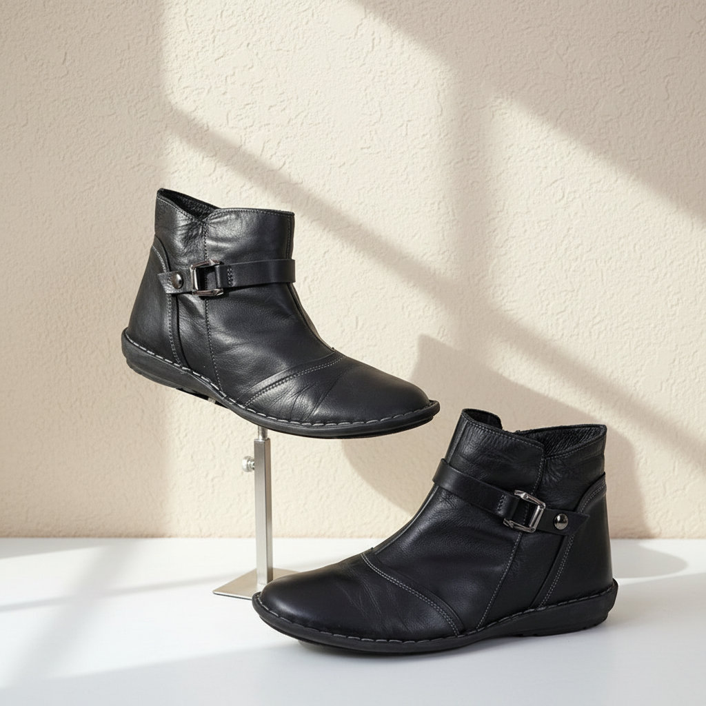 Boots femme noir cuir boucles taille 38 style casual chic
