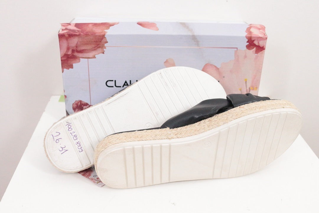 Mules plateforme Claudia Ghizzani simili cuir noir 37 8