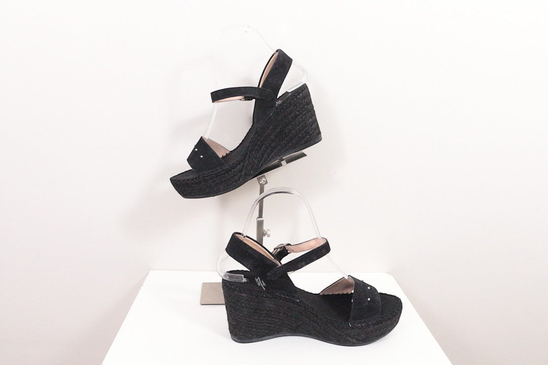 Sandales compensées espadrilles en daim noir clous taille 36 | Frippin'Dealz – photo 6