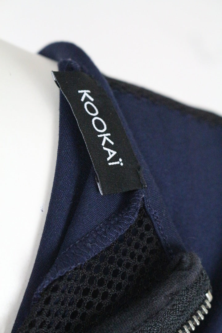Robe droite Kookaï bleu marine manches ajourées mesh 34 7
