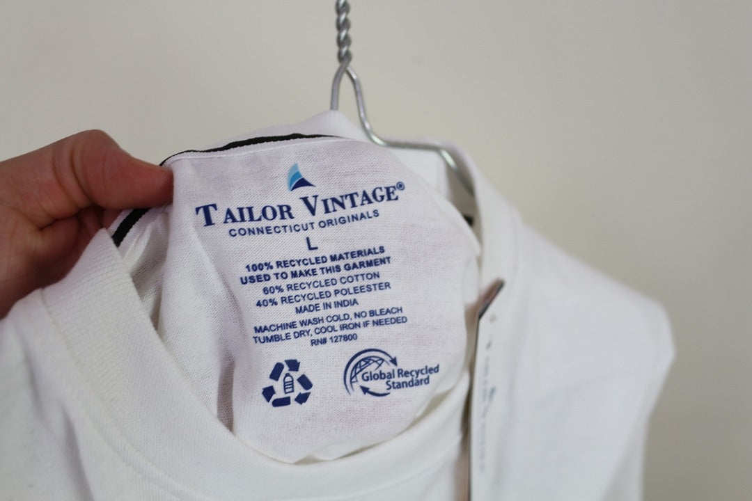 T-shirt homme Tailor Vintage blanc bleu gris L neuf 5