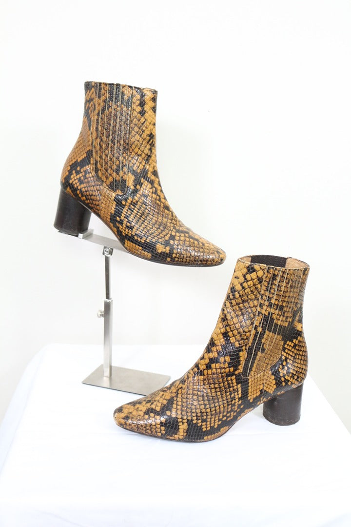 Bottines Sandro cuir de python véritable Marron Taille 37 6