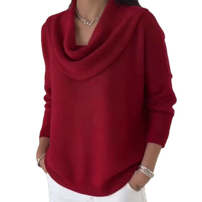 Pull en maille côtelée à col bénitier, coupe ample, manches longues, pour femme 2