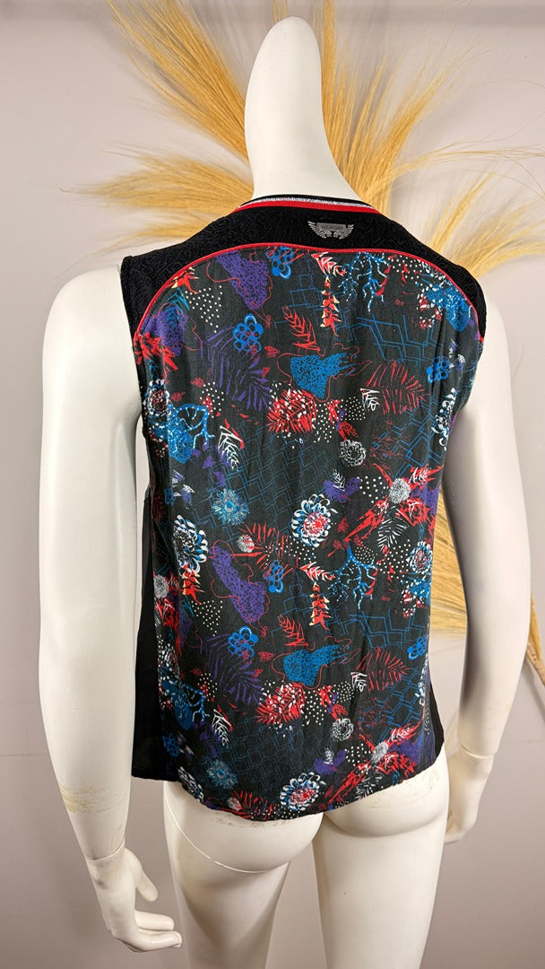 Caraco Huit Six Sept imprimé graphique noir rouge 36 coquette vintage 8