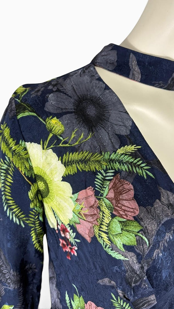 Robe courte Next bleu marine imprimé floral col ras du cou 42 5