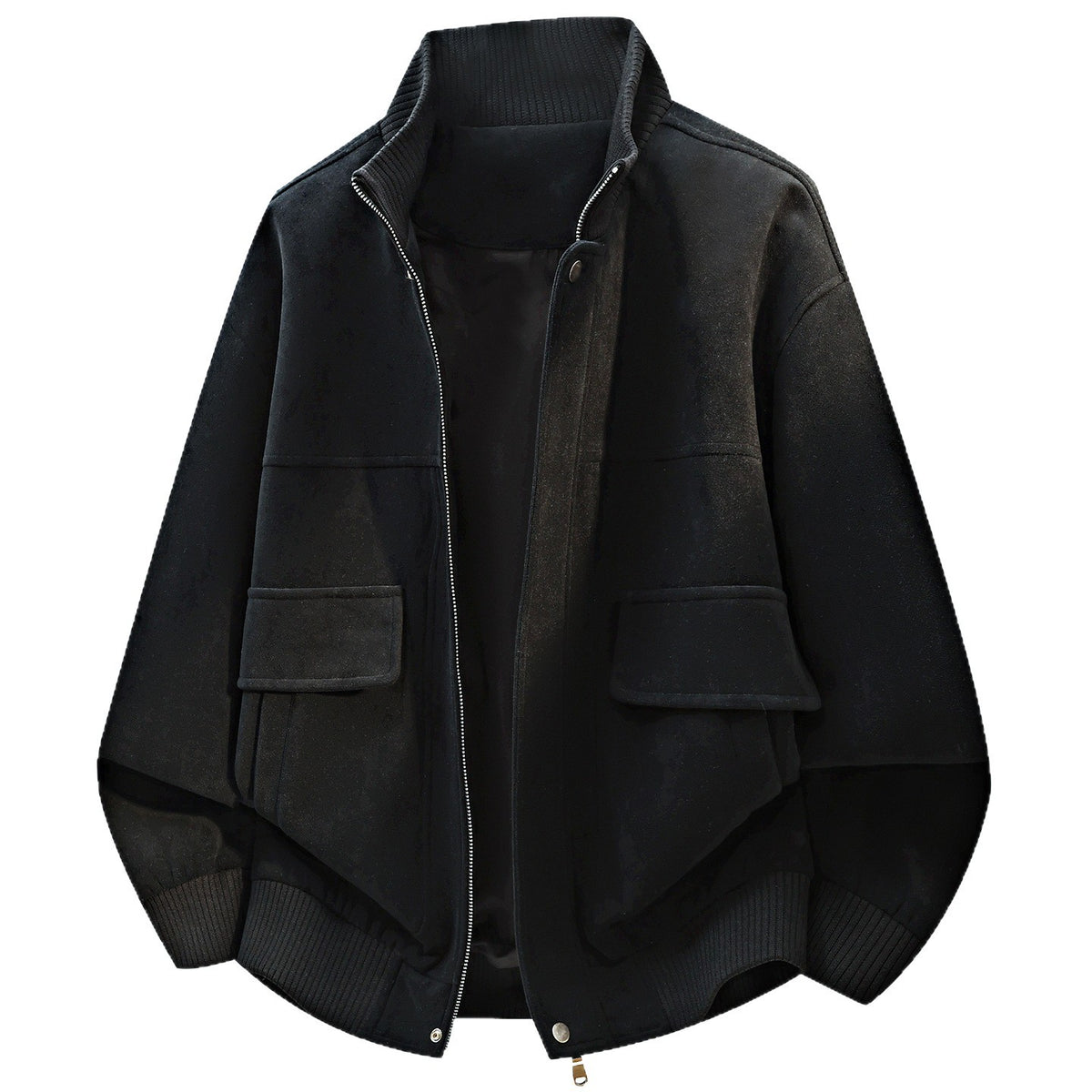 Veste de travail vintage en tissu duveteux pour homme, col montant, coupe ample 3