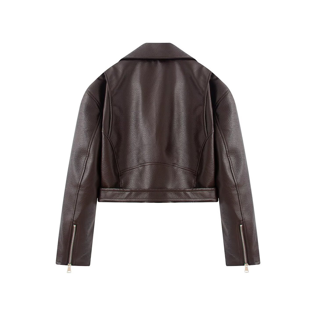 Veste de motard courte simili cuir col rabattu zip femme – photo 10 – Frippin'Dealz