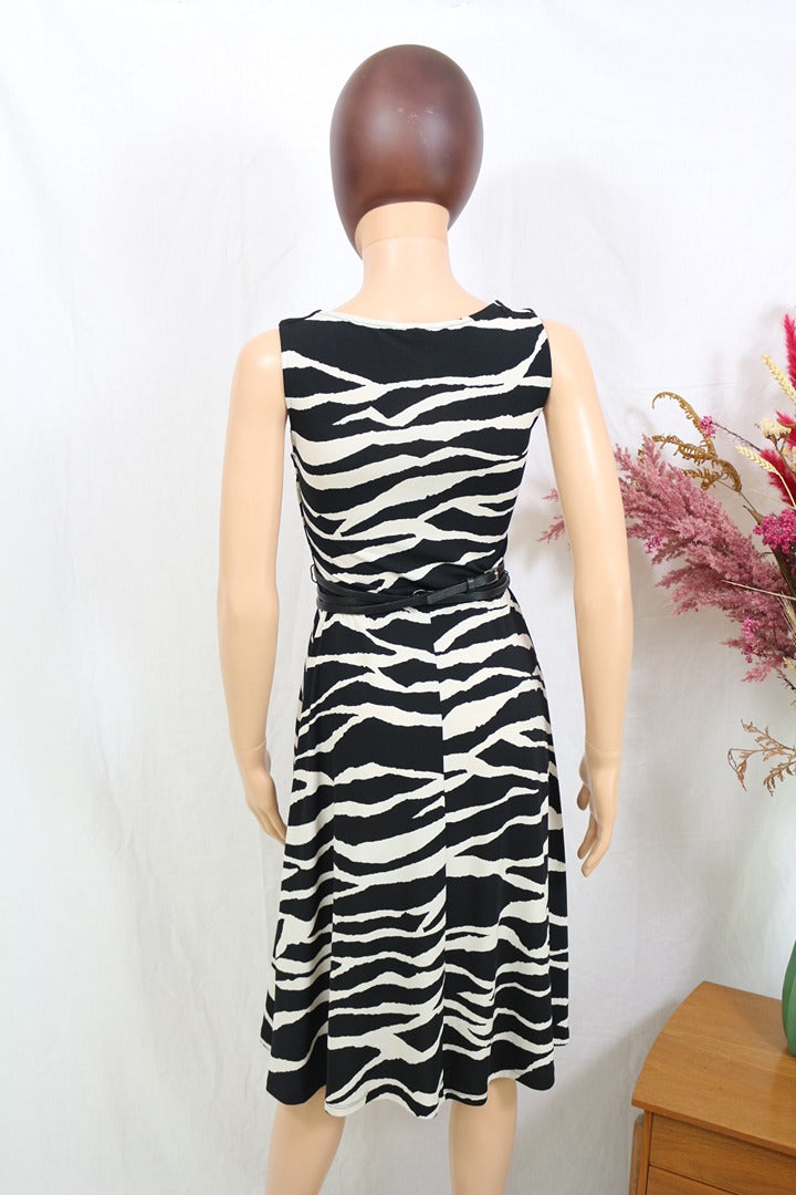 Robe midi H&m noir et blanc imprimé zébré Xs 34 6