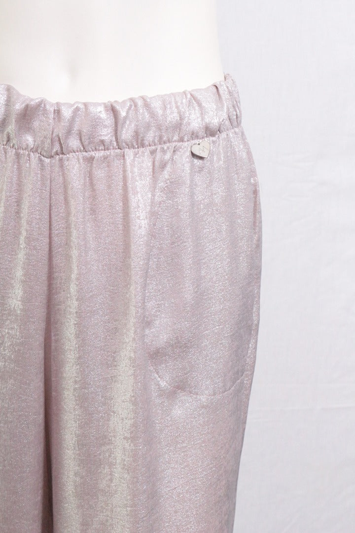 Pantalon Amélie & Amélie large rose poudré brillant M - Neuf avec étiquette 3