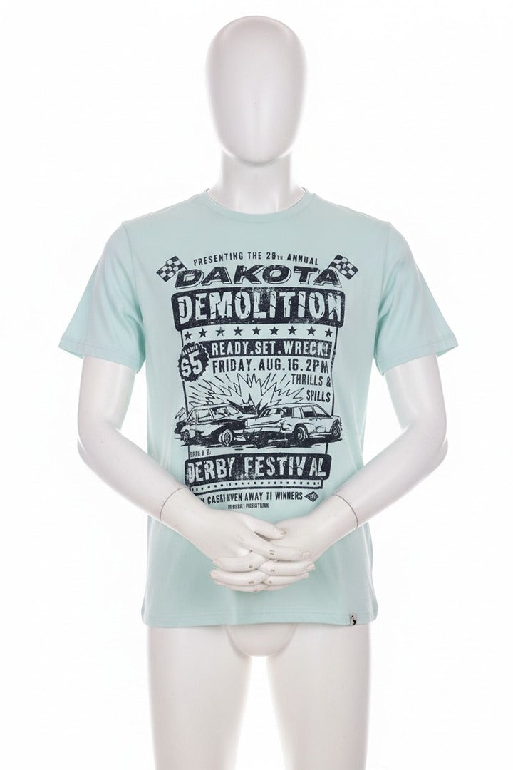 T-shirt Fatface imprimé bleu ciel coton homme neuf avec étiquette L