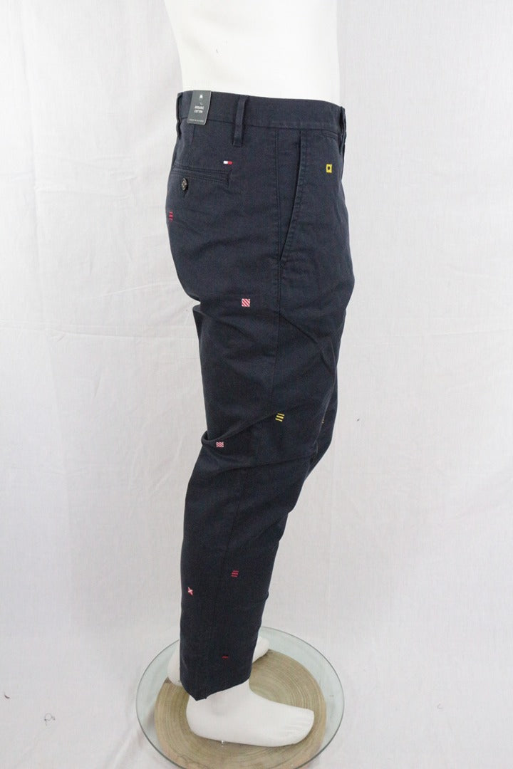 Chino Tommy Hilfiger bleu marine brodé Denton Fit 34 30 - Neuf avec étiquette 4