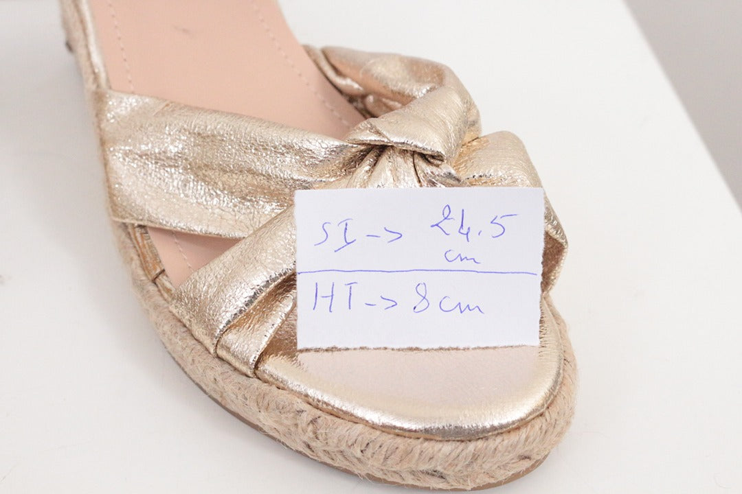 Sandales compensées espadrilles R and Be dorées métallisées T40 7