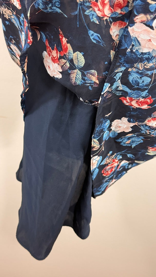 Robe fleurie bleu marine Cubus polyester 36 très bon état 8