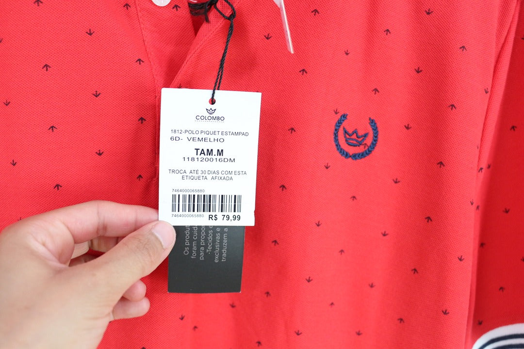 Polo rouge imprimé Colombo neuf avec étiquette M 6