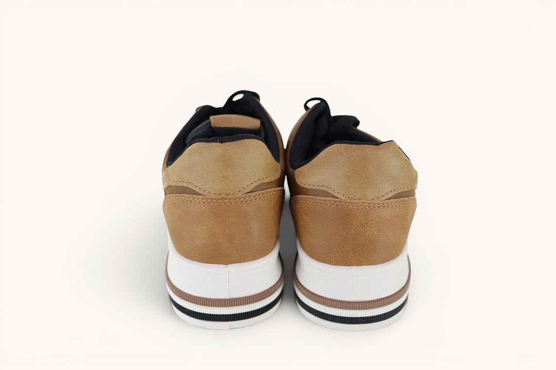 Baskets camel et noir bi-matière femme taille 37 Tbe 8