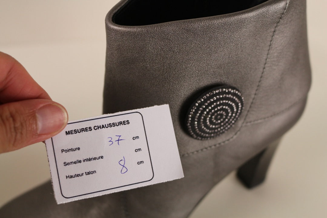 Bottines Elata Cuir Gris T37 Vintage 90s 11