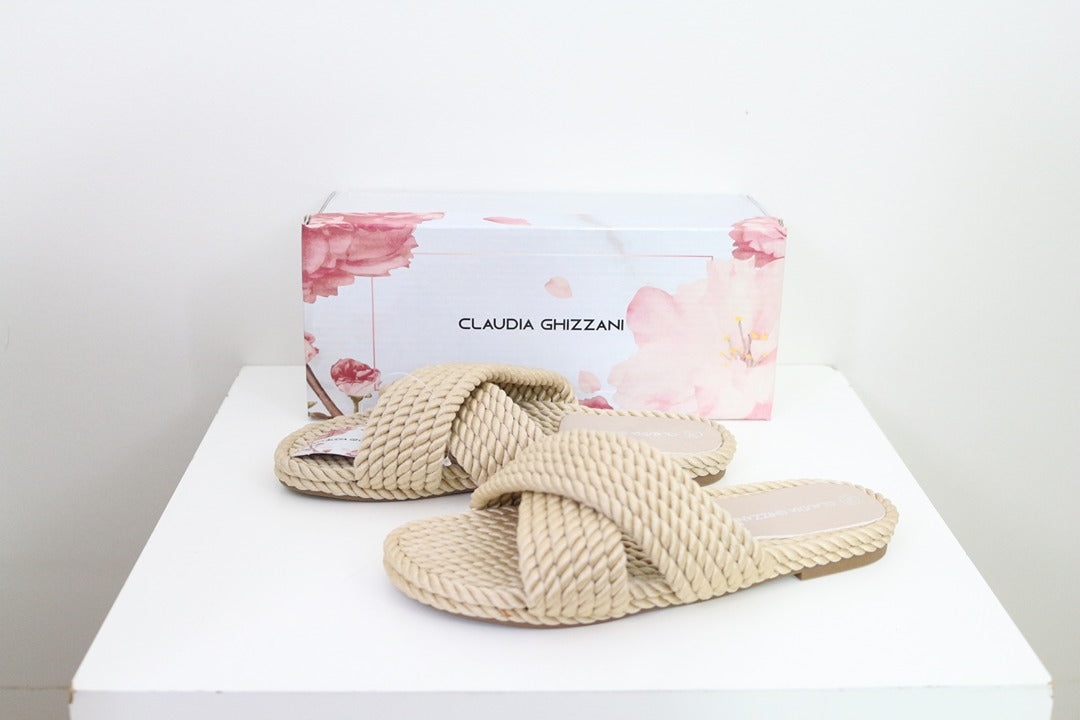 Mules en corde Claudia Ghizzani beige 38 neuves 1
