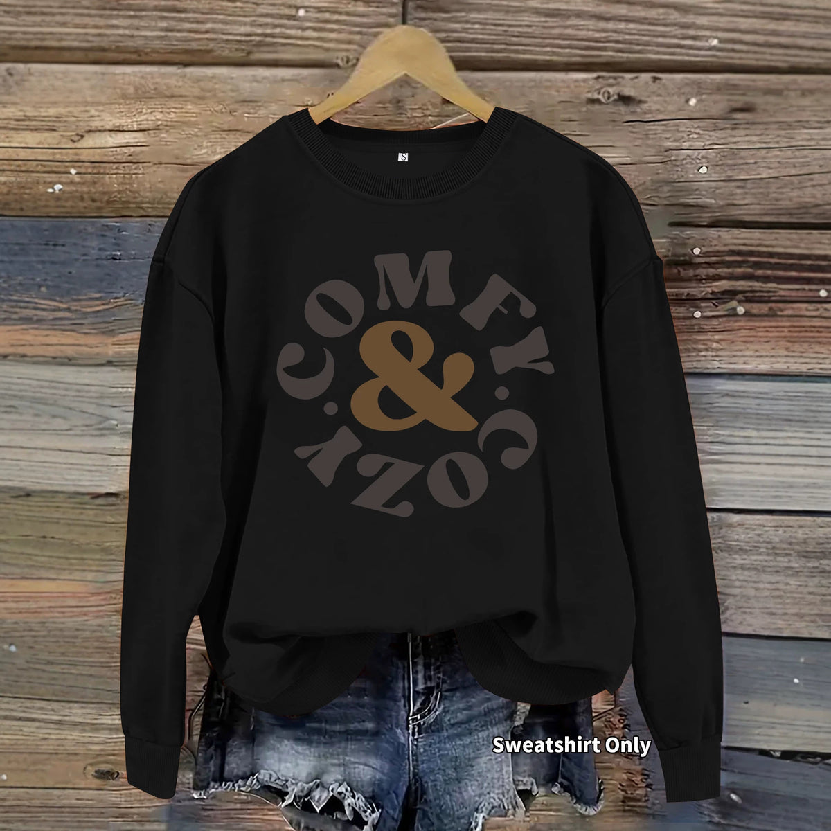 Sweat-shirt épais et ample à col rond, imprimé, manches lanternes, style chic décontracté, pour femme, 7 coloris 5