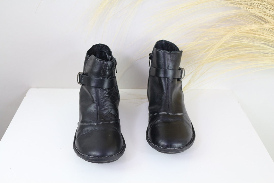 Boots femme noir cuir boucles taille 38 style casual chic 6