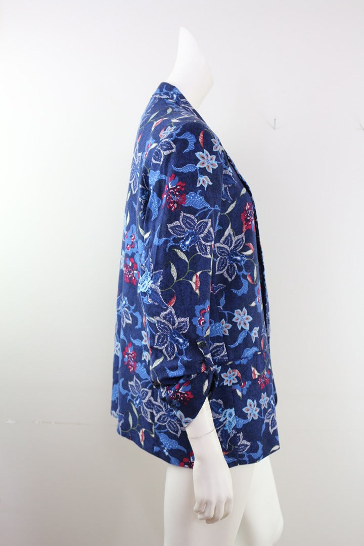 Blazer Promod bleu motif floral chic vintage 42 Fr 42 4