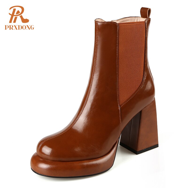 Bottines Martin en cuir à bout carré et talon épais, plateforme, 3 coloris 24
