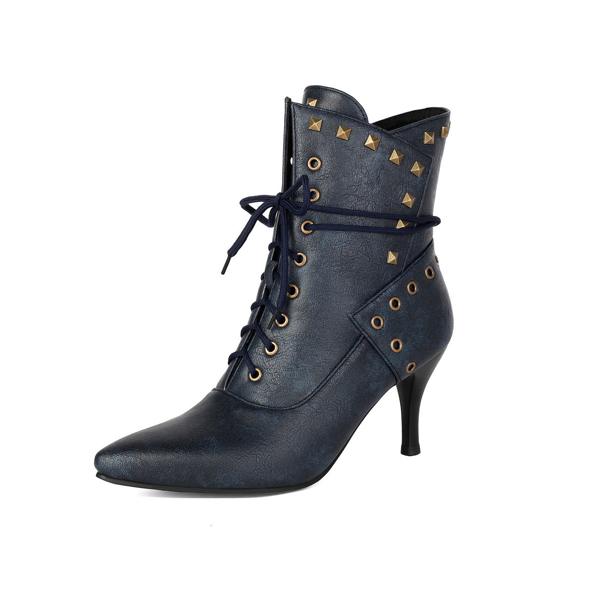 Bottines à lacets cloutées à bout pointu – photo 6 – Frippin'Dealz