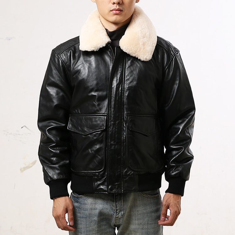 Blouson aviateur cuir de mouton homme – photo 4 – Frippin'Dealz