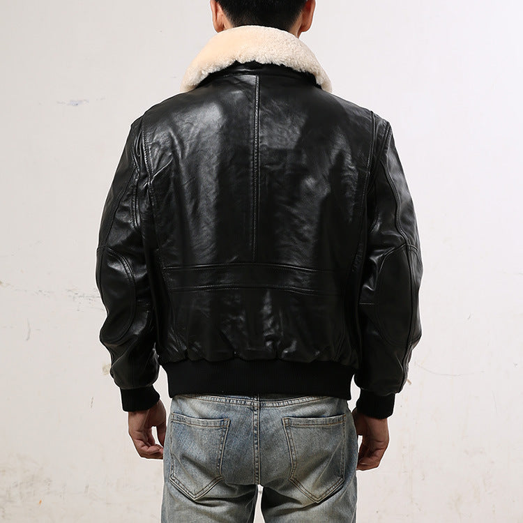 Blouson aviateur cuir de mouton homme – photo 5 – Frippin'Dealz